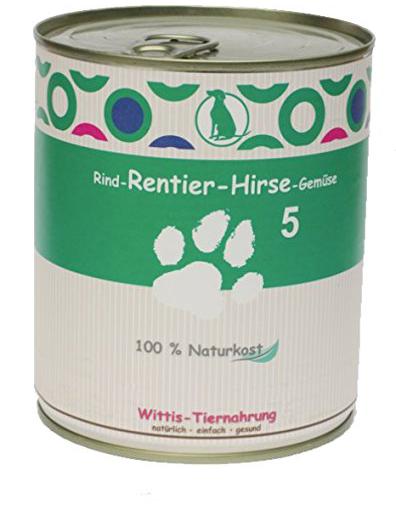 Wittis Deftig-Fleischgerichte Für Hunde - Garantiert Ohne Künstliche Vitamine!!- Rind - Rentier - Hirse - Gemüse 6 x 800 g