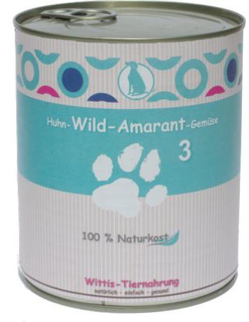 Wittis Sensitiv-Fleischgerichte Für Hunde - Garantiert Ohne Künstliche Vitamine!!- Huhn - Wild - Amarant - Gemüse - Dosenfutter Ohne Zusätze 6 x 800 g