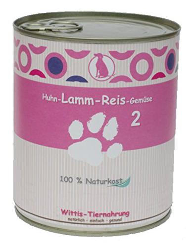 Wittis Sensitiv-Fleischgerichte Für Hunde - Garantiert Ohne Künstliche Vitamine!!- Huhn - Lamm - Reis - Gemüse - Dosenfutter Ohne Zusätze 6 x 800 g