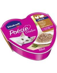 Katzenfutter Poesie Sauce, Huhn und Gartengemüse - 15 Schalen 85 g