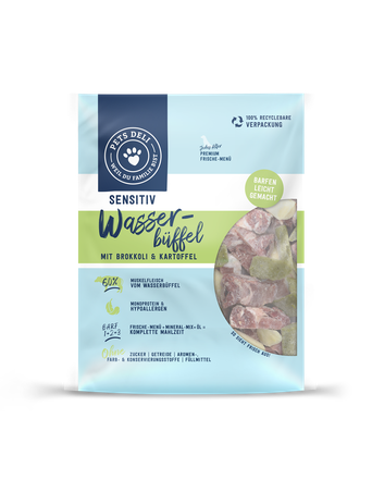 Pets Deli Sensitive Barf - Wasserbüffel - Brokkoli und Kartoffel - Adult - Getreidefrei, Zuckerfrei