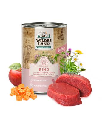 Wildes Land Classic Puppy Rind mit Süßkartoffel