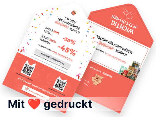 Gedruckte Rabattgutscheine mit 30% und 45% Ersparnis