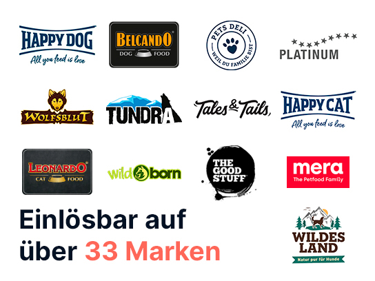 Premium Tierfutter Marken wie Happy Dog, Belcando, Wolfsblut und weitere Partner